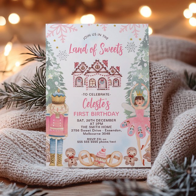 Invitation Aquarelle Terre De Sucres Casse-Noisette Anniversa (Instant Download Land of Sweet Invitation Editable Sugar Plum Fairy Birthday Invitation Nutcracker)