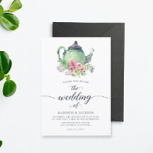 Aquarelle théière et Mariage floral