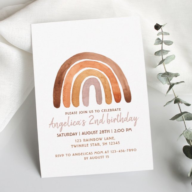 Invitation Aquarelle Tone Terre Arc-en-ciel 2e anniversaire (Créateur téléchargé)