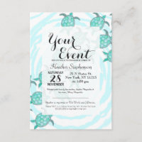 Aquarelle Tortue de mer Turquoise sur des bandes T