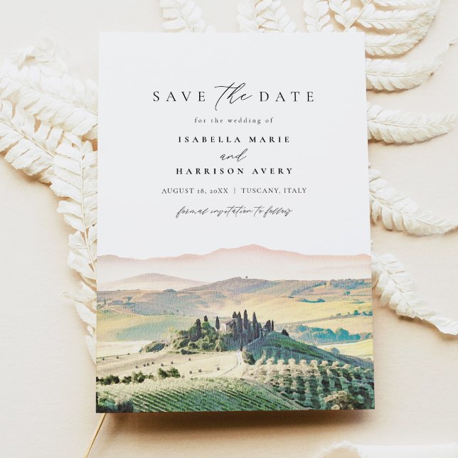 Invitation Aquarelle Toscane Italie Skyline Enregistrer la da (Créateur téléchargé)