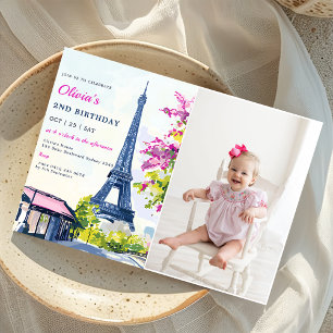 Invitation Aquarelle Tour Eiffel Paris 2e anniversaire Photo