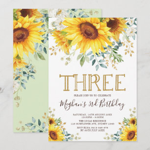 Invitation Aquarelle tournesol 3e anniversaire été Floral