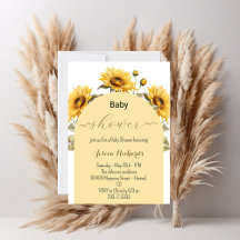 Aquarelle tournesol Baby shower élégant