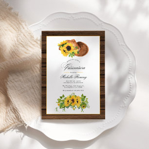 Invitation Aquarelle Tournesol Rustique Ouest Quinceañera