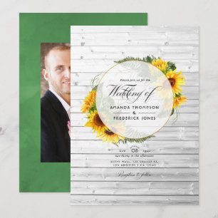 Invitation Aquarelle tournesol rustique Pays Mariage de grang
