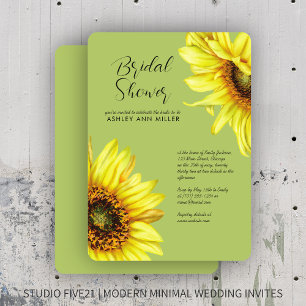 Invitation Aquarelle Tournesol Vert clair Wedding shower