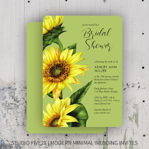 Invitation Aquarelle Tournesol Vert clair Wedding shower