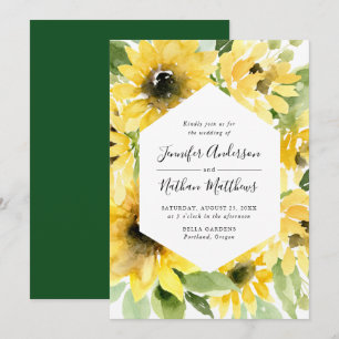 Invitation Aquarelle Tournesols Cadre Floral   Mariage
