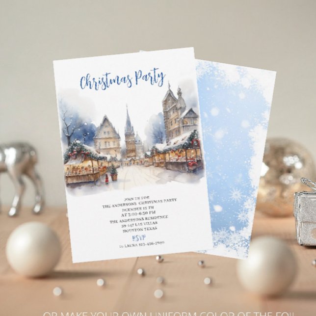 Invitation Aquarelle traditionnelle hiver Joyeux Noël (Créateur téléchargé)