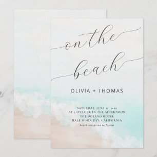 Invitation Aquarelle Tropical Beach Vague Mariage