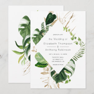 Invitation Aquarelle Tropical Geometry Beach Wedding