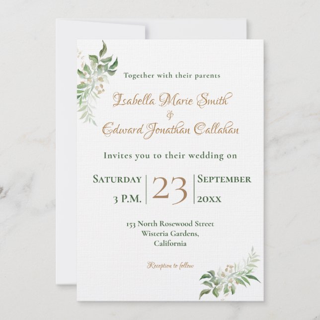 Invitation Aquarelle Tropical Green Monstera Feuille Mariage (Devant)