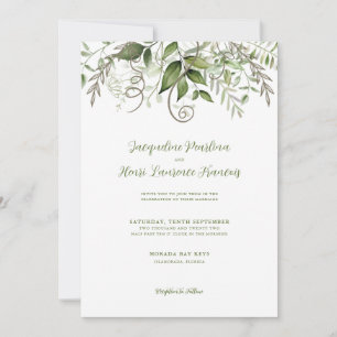 Invitation Aquarelle Tropical Greenery Mariage Feuille