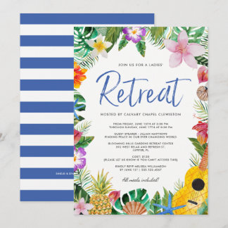 Invitation Aquarelle Tropical Luau - Retraite féminine