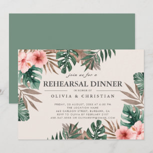 Invitation Aquarelle tropicale Dîner de répétition Florale ve