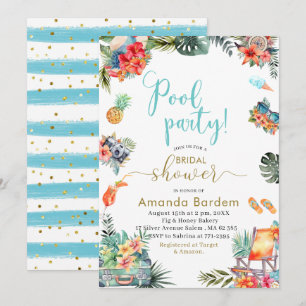 Invitation Aquarelle tropicale Fête des mariées d'été côté pi