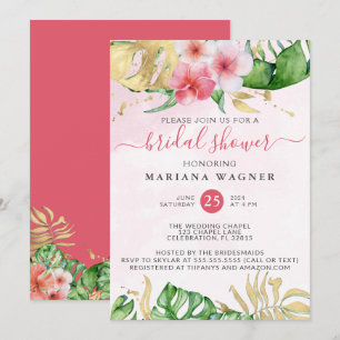 Invitation Aquarelle tropicale Fête des mariées florale