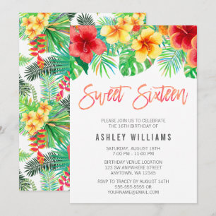 Invitation Aquarelle tropicale Fleurs Douces 16