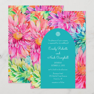 Invitation Aquarelle tropicale moderne colorée Mariage floral