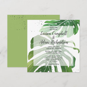 Invitation Aquarelle tropicale Monstera Foliage Mariage