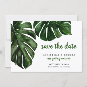 Invitation Aquarelle Tropicale Monstera Vert Enregistrer La D