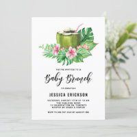 Aquarelle tropicale noix de coco été bébé Brunch