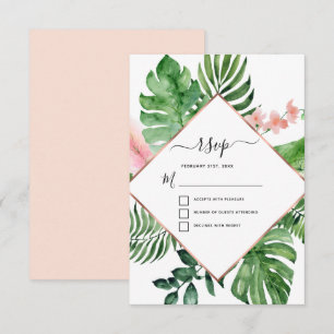 Invitation Aquarelle tropicale Palm Mariage géométrique RSVP