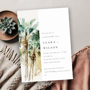 Invitation Aquarelle tropicale Palmiers Arbres Couples Douche