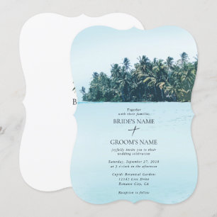 Invitation Aquarelle tropicale Palms & Mariage de plage