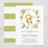 Aquarelle tropicale singe Anniversaire de enfant S
