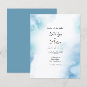 Invitation Aquarelle Turquoise bleue Cadre Abstrait