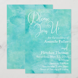 Invitation Aquarelle turquoise Élégante typographie Mariage 2