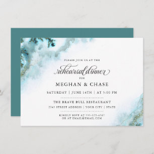 Invitation Aquarelle Turquoise moderne Moss Agate BarefootBri