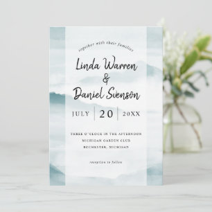Invitation Aquarelle turquoise paysage de montagnes