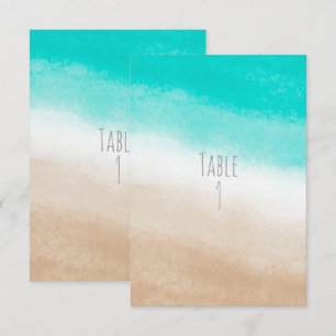 Invitation Aquarelle Turquoise & Tan Elegant Plage Table de M