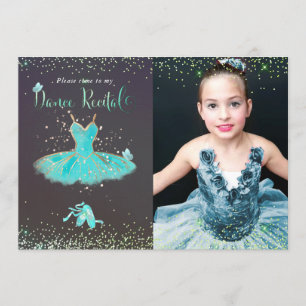 Invitation Aquarelle Turquoise Tutu Dance Considérant