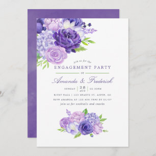 Invitation Aquarelle ultra violette Fleur d'engagement