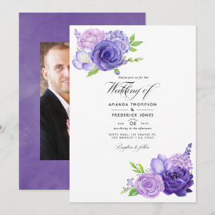 Invitation Aquarelle ultra violette Mariage