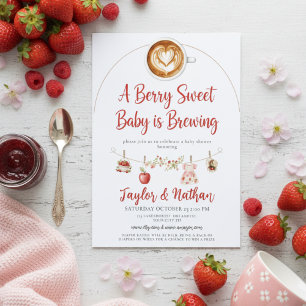 Invitation aquarelle un bébé aux fruits doux est en route pom
