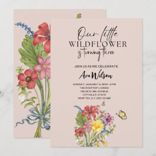 Invitation aquarelle un petit anniversaire fleur sauvage