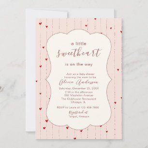 Invitation Aquarelle un petit cœur doux est en route Bébé