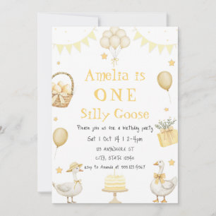 Invitation Aquarelle Une oie soie Orange En vichy Anniversair