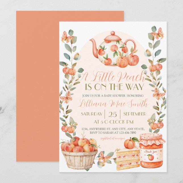 Invitation Aquarelle Une petite pêche est en route (Devant / Derrière)