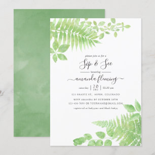 Invitation Aquarelle Végétal Sip and See