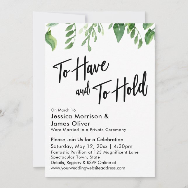 Invitation Aquarelle Verdure à avoir et à tenir la réception (Devant)