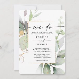 Invitation Aquarelle Verdure avec or Nous faisons Mariage