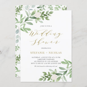 Invitation Aquarelle Verdure et Fleurs Wedding shower