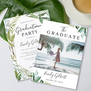 Invitation Aquarelle Verdure Été Graduation Party Photo