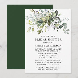 Invitation Aquarelle Verdure Fête des mariées d'élégance mode